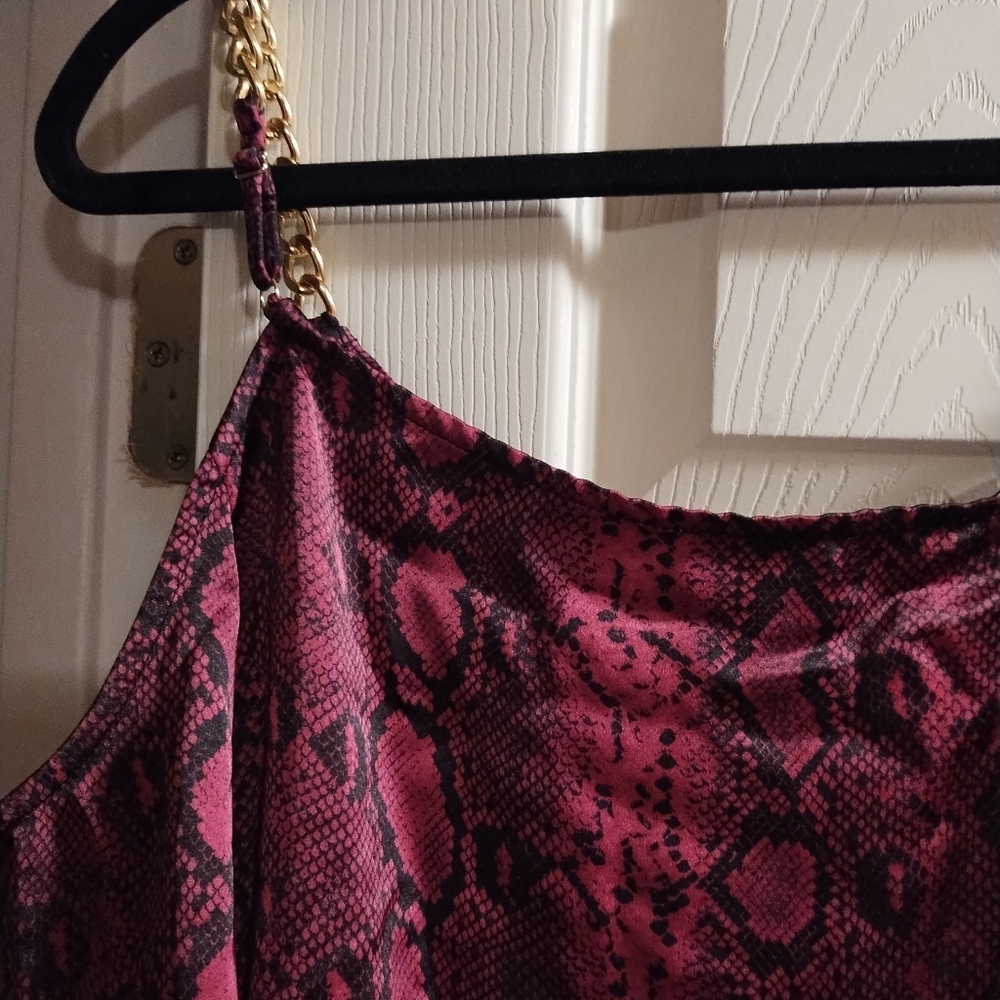 NWOT Michael Kors Elegant Pink Snake Print Cold Shoulder Blouse - Picture 6 of 8